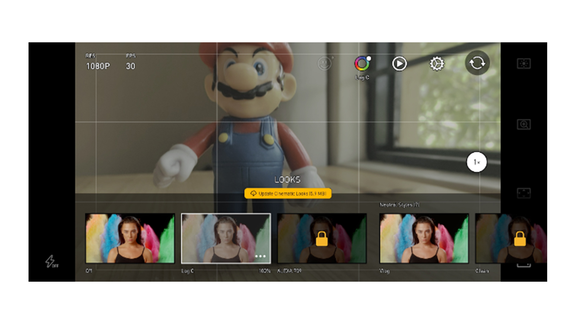 Selección del perfil logarítmico en la aplicación Protake en el sistema Android