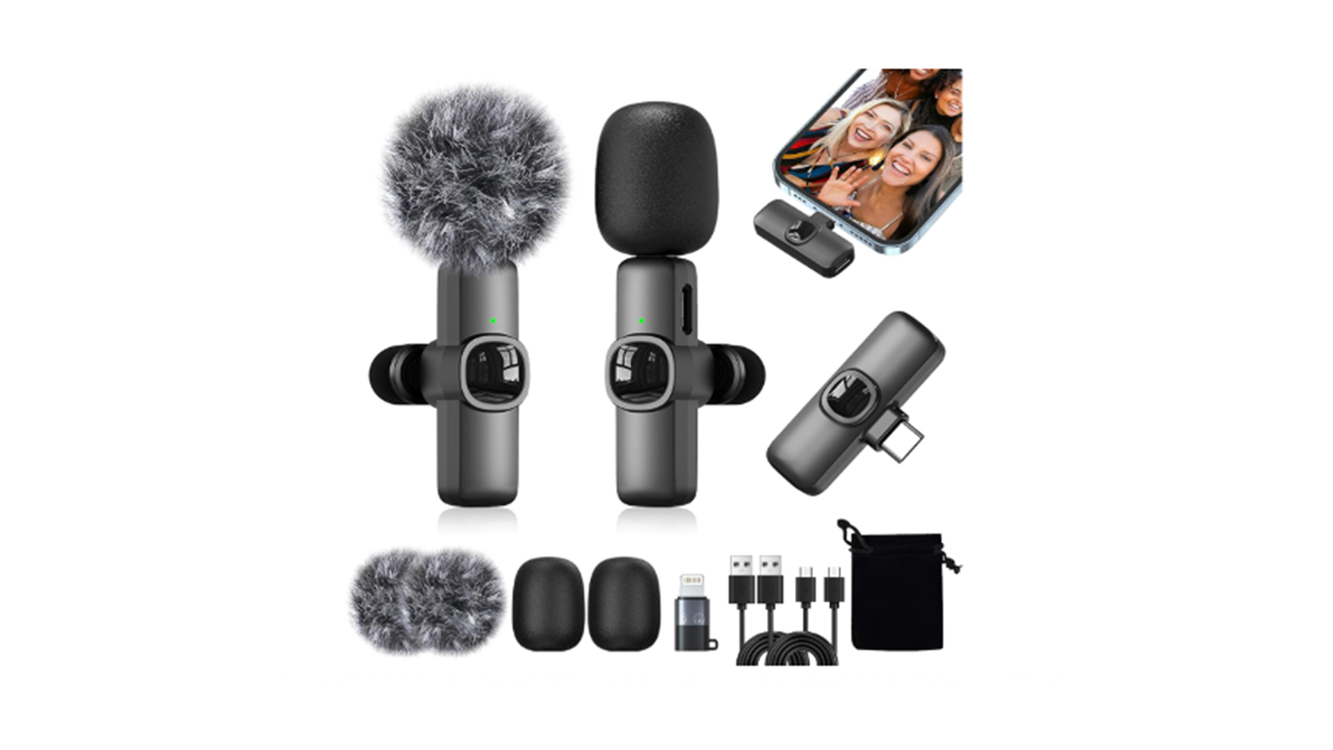 Micrófono lavalier compatible con smartphones Andriod e IOS.